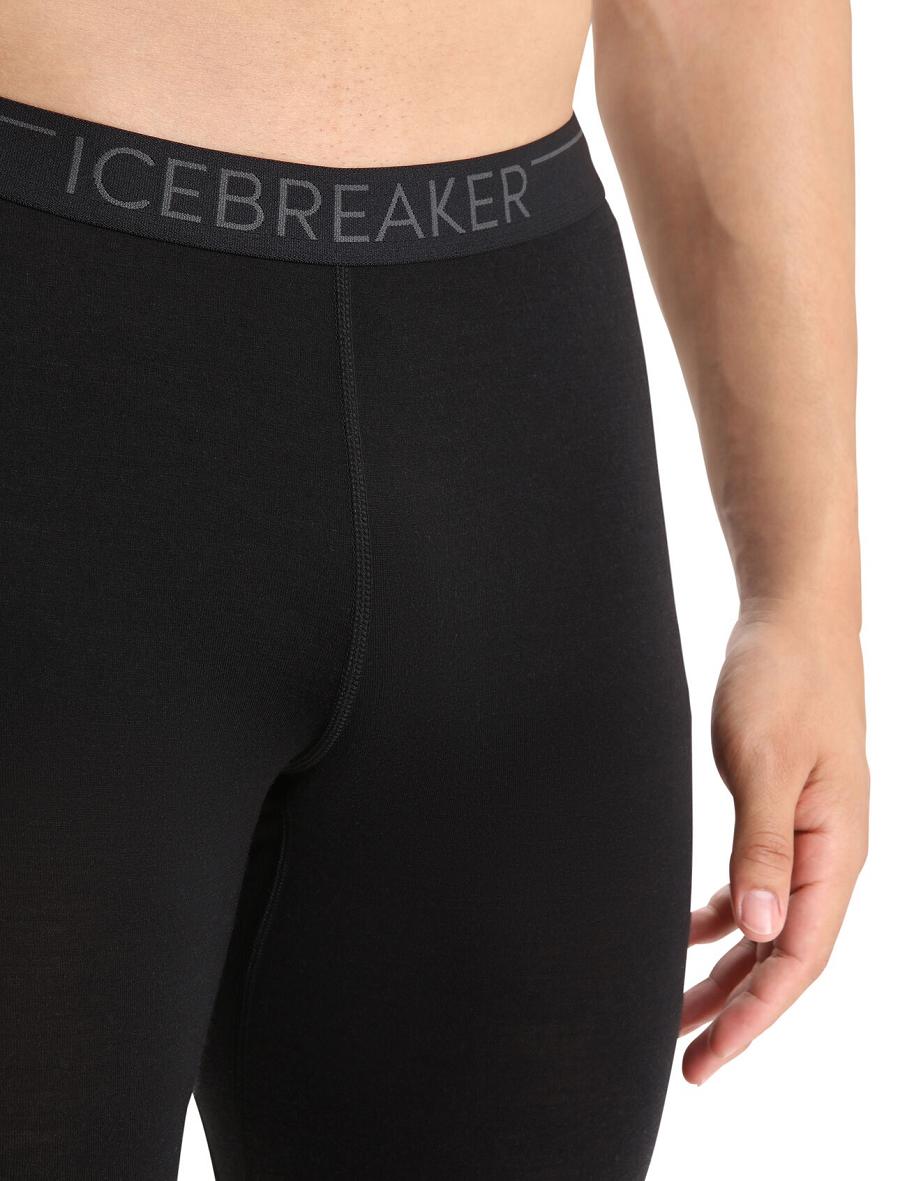 Men's Icebreaker BodyfitZone™ Merino 150 Zone Thermal Leggings Base Layers Black | CA 1548WNBY